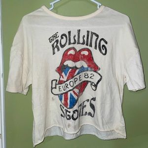 rolling stones cropped white tee